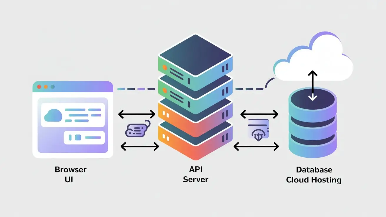 Diagram of full stack architecture showing frontend, backend, database, and cloud deployment